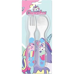 Kids Licensing Bestekset Cupcakes Meisjes 12 Cm Wit 2-delig