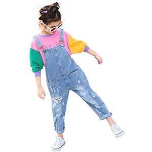 Verstelbare Denim Jumpsuit voor Meisjes 3-14 Jaar met Pailletten