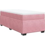 vidaXL - Boxspring - met - matras - fluweel - roze - 90x200 - cm