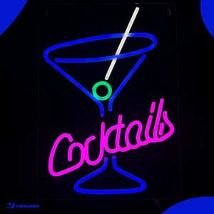 Neon Lamp - Cocktails - Incl. Ophanghaakjes - Neon Sign - Neon Verlichting - Neon Led Lamp - Wandlamp