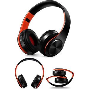 DrPhone Draadloze Bluetooth 5.0 Koptelefoon met 4 functies - SD kaart - FM - AUX - Handsfree Met Microfoon & Diepe Bass - Zwart/Rood