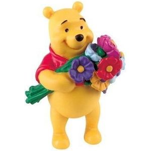 Bullyland - Disney Winnie de Poeh met bos  bloemen - 4,5 x 3 x 6,5 cm. (lxbxh)