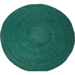 Rocaflor-Vloerkleed-jute-rond-emerald groen-150cm