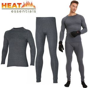 Heat Essentials - Thermo Ondergoed Heren - Set - Thermo Shirt en Thermo Broek - Antraciet - M