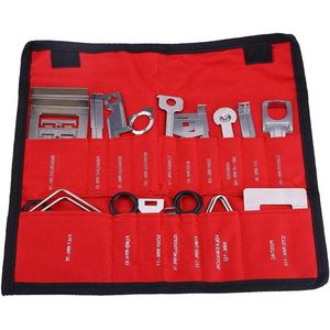 Car Radio Removal Tool Kit - 38pcs Audio Stereo CD Player Radio Removal Install Tool Keys Carbon Steel (Rood)