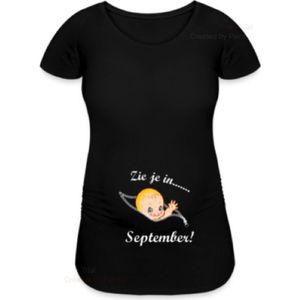 Zwangerschaps T-shirt - Zie je in September - maat XL