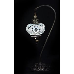 Sfeerverlichting Online tafellamp wit glas mozaïek Ø 13 cm en hoogte 39 cm - Turkse tafellamp - Oosterse tafellamp