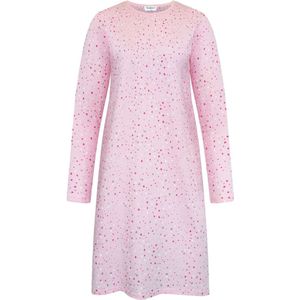 Gaubert Essential Dames Nachthemd Lange Mouw - Premium Gekamd Katoen - All-Over Print Tiny Hearts - Roze - Maat S - GB-6806