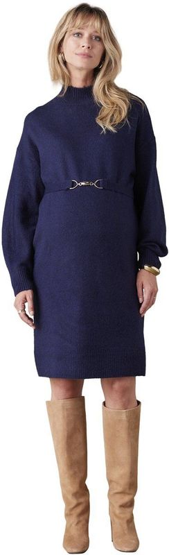 Trui-jurk - Marineblauw - Voor Zwangere Vrouwen - Met Juweel-effect en Ceintuur