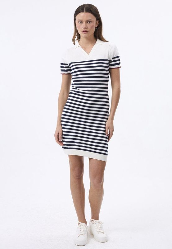 Felix Hardy - Gebreide Jurk - Ecru - Knielengte - Polokraag