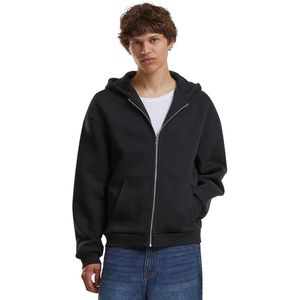 Build Your Brand Fluffy Zip Hoody, herenhoodie met doorlopende ritssluiting, regular fit, zwart, 3XL