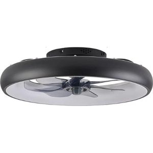 Netonic LED Ventilator Lamp - Plafondventilator - Zwart - Dimmer - 6 Standen - 50 cm - Woonkamerlamp - Moderne lamp