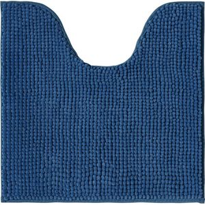 Decomira Badmat, antislip, wc-mat met uitsparing, combineerbaar als badkamertapijt, badmat, wasbaar, van chenille, voor vrijstaande toiletten, blauw, 45 x 45 cm