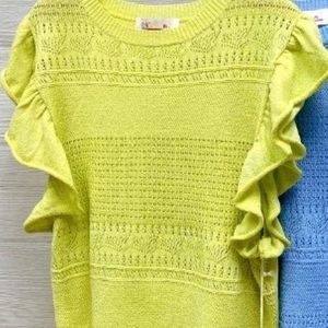 Manlee - m.l. Fijngebreide top. Geel. Maat: M