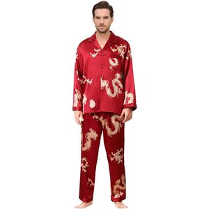 Allthemen Heren Pyjama - Drakenpatroon en V-hals Pyjamaset - S