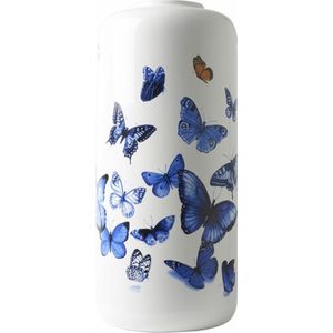 Heinen Delfts Blauw Cilinder Vaas Vlinders Ø 14 cm, H 31 cm