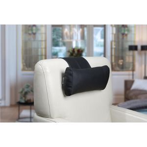 Finlandic hoofdkussen F02 reinigbaar donkergrijs vegan leder voor relax fauteuil- luxe nekkussen met contragewicht voor sta op stoel- comfortabele vegan lederen hoofdsteun- in hoogte verstelbaar - voor binnen en buiten