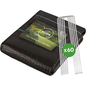 YUGN Anti Worteldoek 4x5M en 60 Gronddoekpennen - 20M² Duurzaam Gronddoek Bodembedekker - Anti Roest Grondpennen - Cadeautip