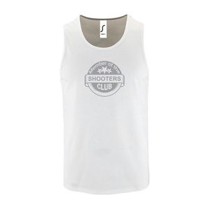 Witte Tanktop sportshirt met ""Member of the Shooters club"" Print Zilver Size XXXL