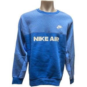 Nike - Crewneck Sweatshirt Air Brushed-back - Blauw - 80% Katoen - Lange Mouwen