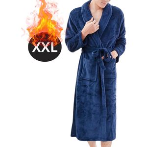 Bovista - Badjas - Donkerblauw - Fleece - Katoen - Badstof - Sauna - Hamam - Wafel - Bathrobe - Duster - Ochtendjas - Kimono