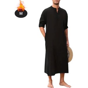 Bovista Islamitische Kleding - Djellaba Heren - Moslim Kleding - Arabisch Mannen Kaftan - Alhamdulillah - Zwart M