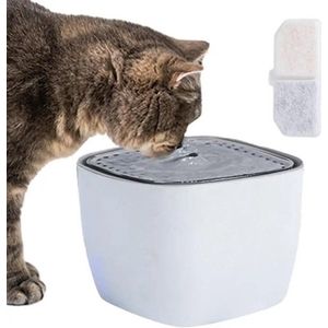 Gran Vida® - Drinkfontein Voor Katten - Met Filter & Stille Pomp - Groot Waterreservoir - 2.5L - Wit