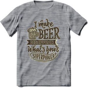 I Make Beer Disappear T-Shirt | Bier Kleding | Feest | Drank | Grappig Verjaardag Cadeau | - Donker Grijs - Gemaleerd - 3XL
