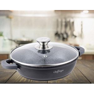 MONOO Lage Braadpan met Deksel 24cm - Zwart - Inductie