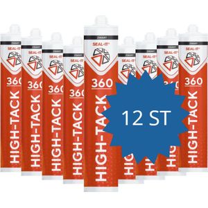 Seal-it 360 High-Tack professionele constructie lijmkit met een zeer hoge aanvangskleefkracht Zwart x12