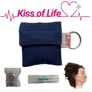 Kiss of Life Sleutelhanger | Reanimatiemasker, Beademingsmasker, CPR masker | Blauw| Handgemaakt, Uniek | Steun het goede doel