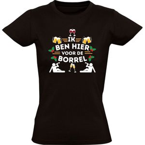 Ik ben hier voor de borrel Dames T-shirt - kerst - feest - bier - wijn - drank - alcohol - kerstmis - grappig
