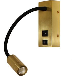 Wandlamp Easy Led Goud - LED 3W 3000K 180lm - USB - FLEX - IP20 > wandlamp binnen goud | wandlamp goud | leeslamp goud | bedlamp goud | flex lamp goud | led lamp goud | usb lamp goud | usb aansluiting lamp goud