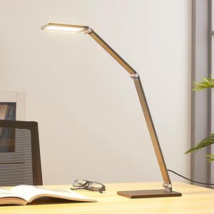 Lucande - LED bureaulamp- met dimmer - 1licht - aluminium - H: 41 cm - grijs - Inclusief lichtbron