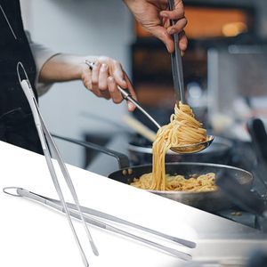 Set van 2 12 inch pincetten, extra lange pincetten, kookpincetten van roestvrij staal met haak, professionele keukenpincetten voor koken, bakken, grillen, coaten en serveren (zilver)