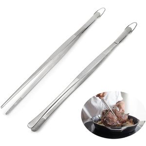 Professioneel kookpincet - 30 cm - 2 stuks - roestvrij staal - zilver