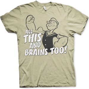 Popeye All This And Brains Too T-Shirt Khaki-S