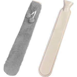 Lange warmwaterkruik met hoes - 1 liter - Pluizige Slangvorm - Perfect voor Nek, Schouders en Rugpijn