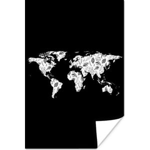 Poster Wereldkaart - Bladeren- Design - 60x90 cm