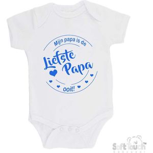 100% katoenen Romper ""Mijn papa is de liefste papa ooit!"" Vaderdag Unisex Katoen Wit/blauw Maat 68/74
