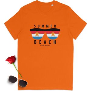 T Shirt Heren - T Shirt Dames - Zomer Strand - Summer Beach - Oranje - Maat M