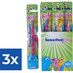 12x Sence Tandenborstels Fresh Kids Soft - Voordeelverpakking 3 stuks