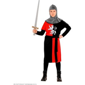 Widmann - Middeleeuwse & Renaissance Strijders Kostuum - Middeleeuwse Jongste Strijder - Jongen - Rood, Zwart - Maat 140 - Carnavalskleding - Verkleedkleding