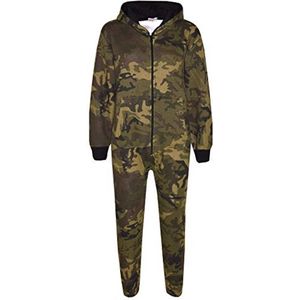 Onesie - Groen - Camouflage - Jumpsuit - Voor Kinderen 5-13 Jaar