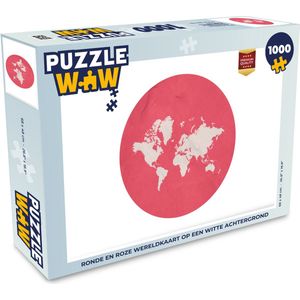 Puzzel Wereldkaart - Roze - Cirkel - Legpuzzel - Puzzel 1000 stukjes volwassenen