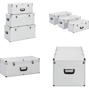 vidaXL Opbergkoffers 3 st aluminium zilverkleurig - Opbergkist - Opbergkisten - Kist - Kisten