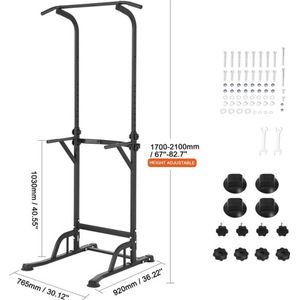 Gran Vida® - Pull-up Rack - Verstelbare Hoogte - Krachttraining - Calisthenics - Stevige Constructie - Pull-ups, Dips, Leg Raises - Zwart