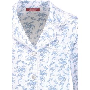 Exclusief Luxueus Kinder nachtkleding Luxe mooie zacht Blauwe Girly Pyjama van Hanssop met verfijnde kant rand details en luxe kraag verwerking, Meisjes Pyjama, zacht blauwe Hanssop New Bunch print, maat 164