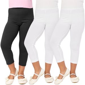 Merry Style 3 Pak Meisjes Leggings - Sport - Vrijetijdsbroek – Capri - Katoen - Zwart/Wit/Wit – 122 - MS-MS10-226-LE