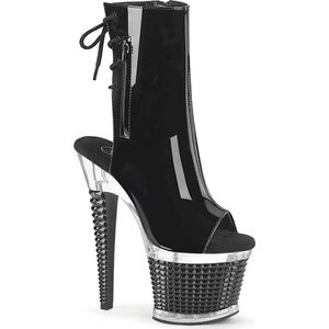 Pleaser - SPECTATOR-1018 Plateau Laarzen, Paaldans schoenen - US 8 - 38 Shoes - Zwart/Transparant
